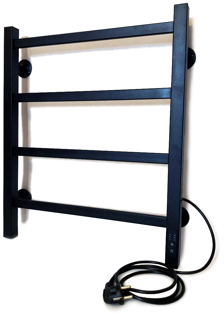 Полотенцесушитель электрический РуДизайн Лесенка профиль 500*600 черный матовый таймер и подключение справа - фотография № 6