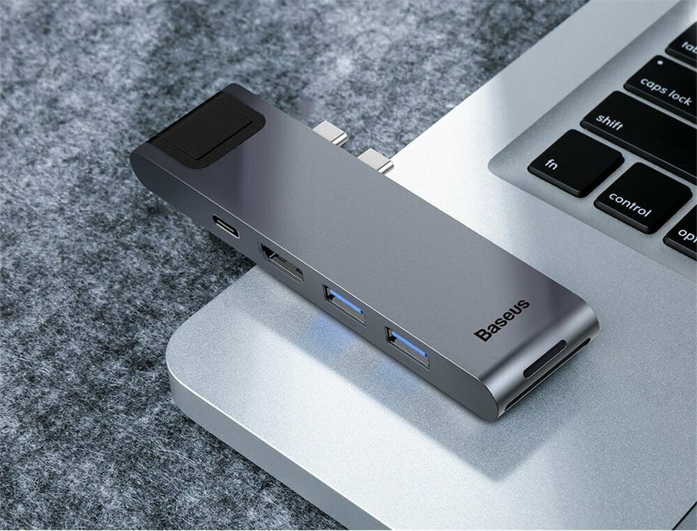 USB-концентратор Baseus (CAHUB-L0G) для MacBook Pro (Deep Grey) - фото №9