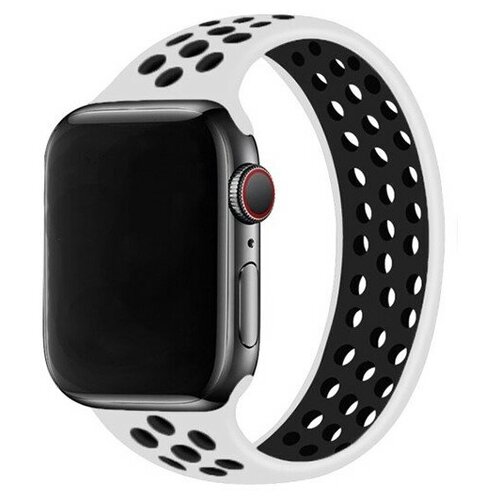Ремешок-браслет силиконовый перфорированный NK для Apple Watch 42/44/45мм (10), белый+черный, S(136мм)