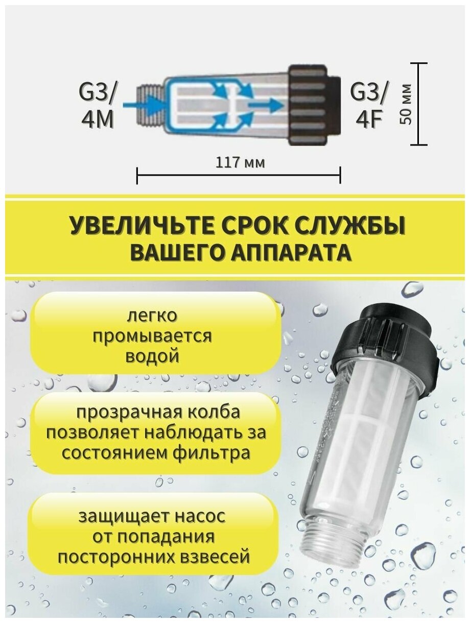 Фильтр воды для мойки высокого давления совместим с KARCHER (2.642-794.0) K2, K3, K4, K5, K6, K7 — фото 1