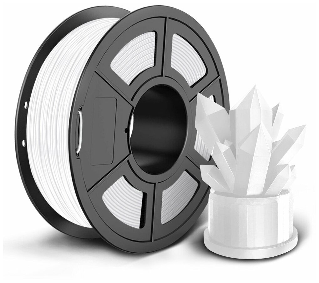 PETG, пластик для 3D принтера Geekfilament 1.75мм, 1 кг белый (Snow Flake), белый филамент