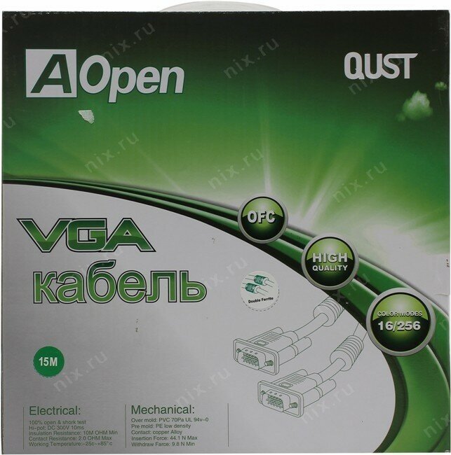 Кабель VGA 15м AOpen 2 фильтра ACG341AD-15M - фото №5