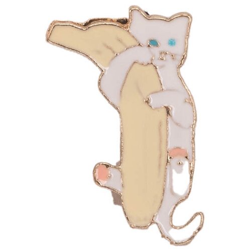 фото Значок металлический кошка с бананом (клипса, желтый) 51541 otokodesign