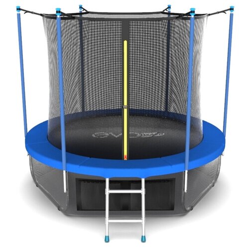 фото Батут evo jump internal, d=244 см, с териленовой сеткой и лестницей + нижняя сеть, цвет синий