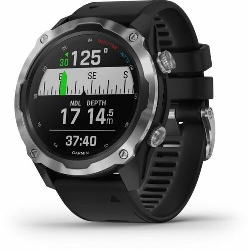 Умные часы Garmin Descent Mk2 stainless steel with silicone band Wi-Fi NFC черныйсеребристый 13500000₽