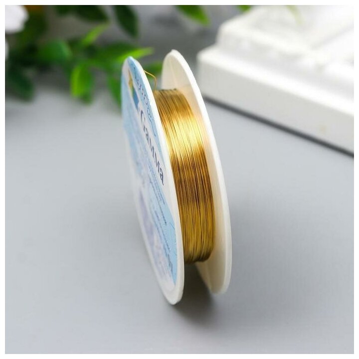 Проволока для бисероплетения GAMMA медная, латунь, толщина 0,2мм, 10м, 1шт