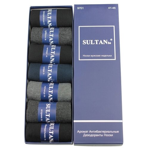 Носки Syltan, 7 пар, размер 41-46, серый, синий, черный носки syltan размер 41 46 серый
