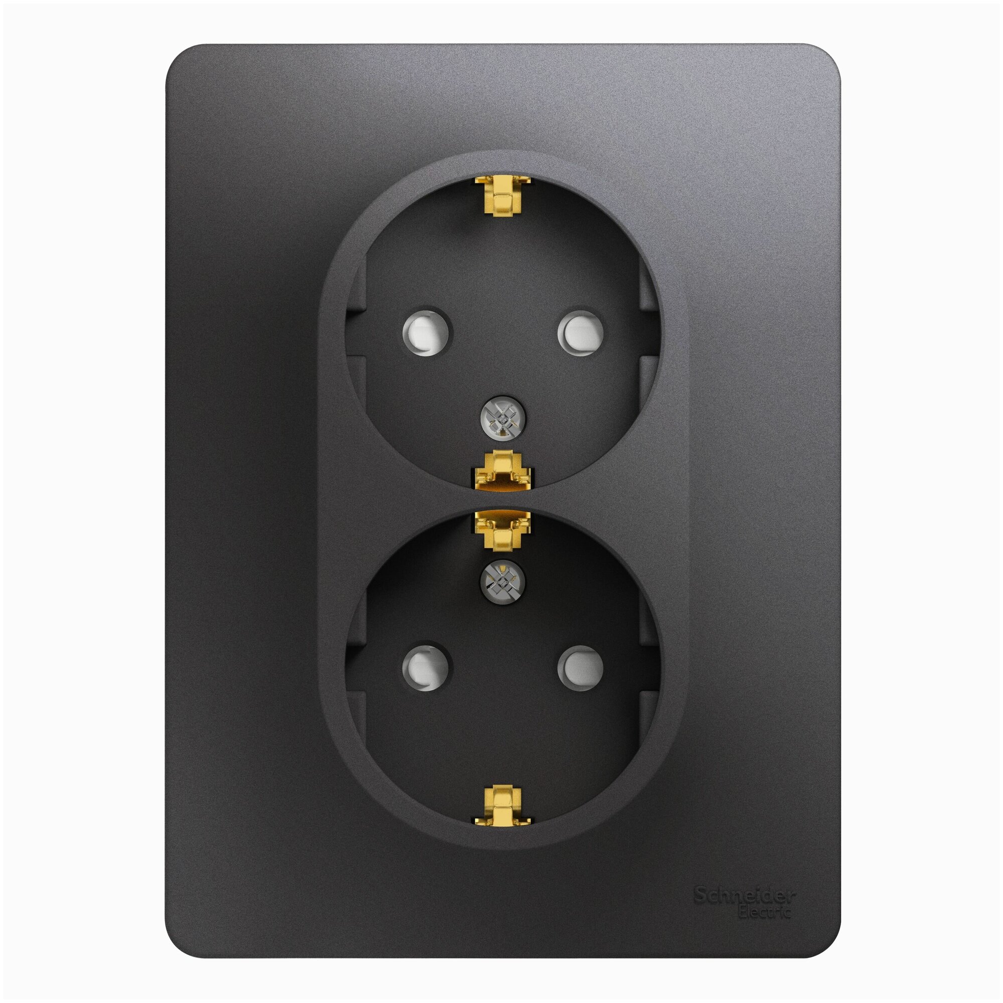 Glossa GSL001326 Розетка двойная с заземляющим контактом (16 А, IP20, под рамку, скрытая установка, шторки, графит) Упаковка (10 шт.) Schneider Electric - фото №1