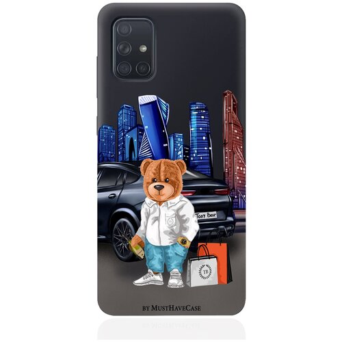 Черный силиконовый чехол MustHaveCase для Samsung Galaxy A71 Tony Moscow city/ Тони Москва Сити для Самсунг Галакси А71