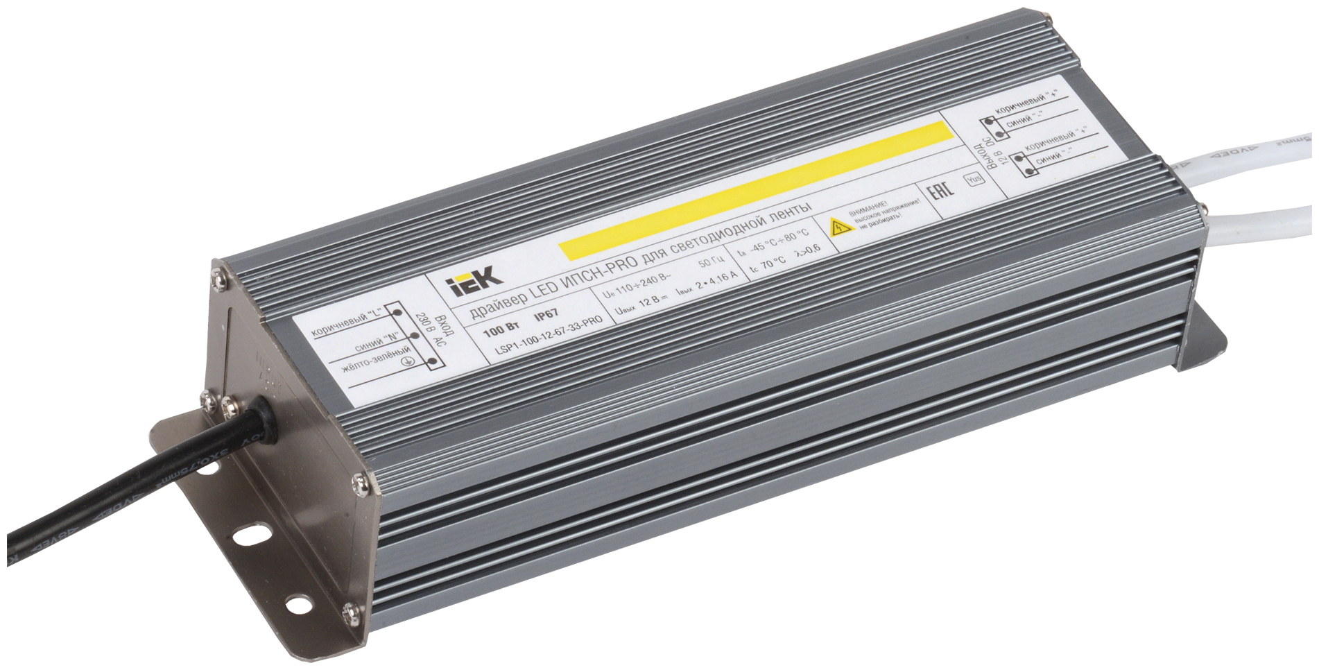 Драйвер LED ипсн-pro 100Вт 12 В блок- шнуры IP67 IEK