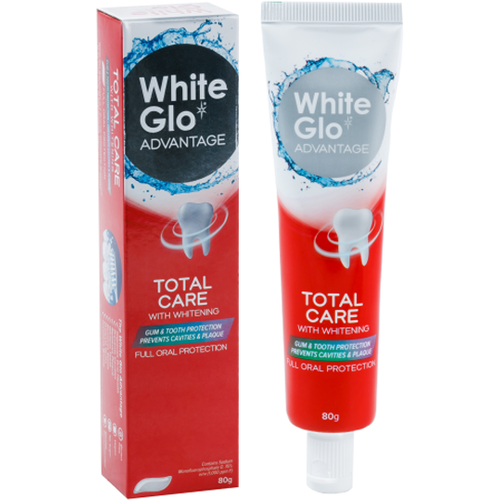 Зубная паста антибактериальная White Glo Total Care, Тотальная защита, отбеливающая, 80 грамм