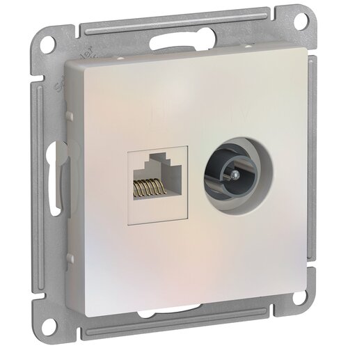 4шт. - Розетка ATLASDESIGN двойная компьютерная+ТВ RJ45+TV категория 5E механизм жемчуг / Systeme Electric; арт. ATN000489; оригинал / - цᴇʜᴀ зᴀ 4шт