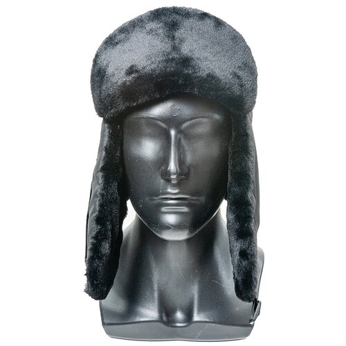 фото Шапка-ушанка с маской skadi, мутон, черный