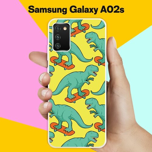 Силиконовый чехол на Samsung Galaxy A02s Динозавр на скейте / для Самсунг Галакси А02с противоударный чехол 59 для samsung galaxy a02s накладка бампер на самсунг галакси а02с