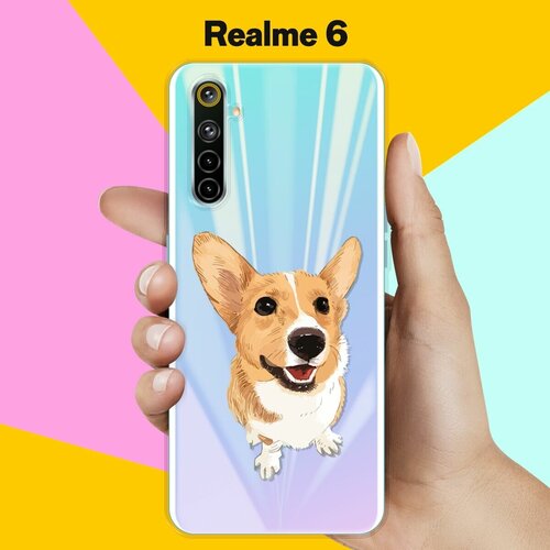 Силиконовый чехол на realme 6 Серый корги / для Реалми 6 силиконовый чехол на realme 6 реалми 6 серый мрамор