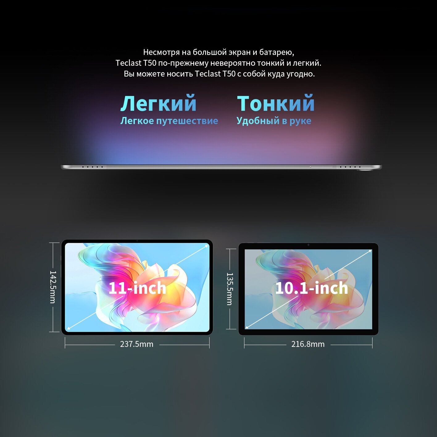 Планшет Teclast T50 Tiger T616 (20) 8C RAM8Gb ROM256Gb 11" IPS 2000x1200 3G 4G Android 11 серебристый 20Mpix 8Mpix BT GPS WiFi Touch microSD 1Tb 7500