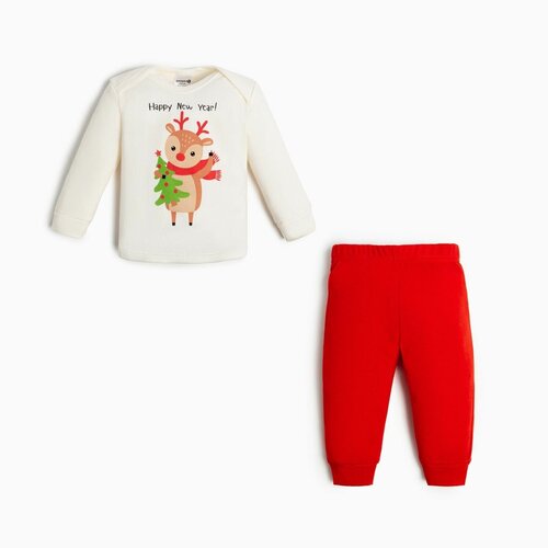 Комплект одежды  Крошка Я, брюки и джемпер, нарядный стиль, размер 62, красный, белый