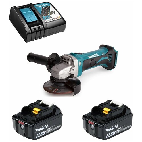 Шлифмашина угловая аккумуляторная 18В LXT 115мм Li-Ion 2x4Ач Makita DGA452RME 2614000₽