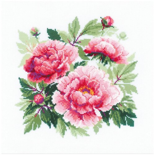 Риолис Набор для вышивания Древовидный пион (1854), разноцветный, 1 шт., 40 х 40 см пион древовидный король цветов