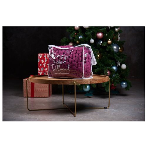 Плед крупной вязки Dollywool, 130*170 см, цвет фуксия