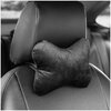 Подушка автомобильная косточка, на подголовник, велюр, черный, ромб, 16х24 см - изображение