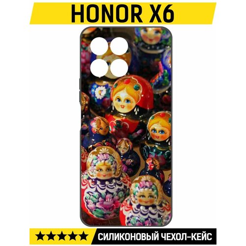 Чехол-накладка Krutoff Soft Case Матрешка для Honor X6 черный