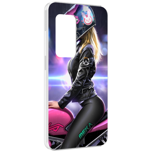 Чехол MyPads девушка на мотоцикле неон женский для UleFone Power Armor X11 Pro задняя-панель-накладка-бампер