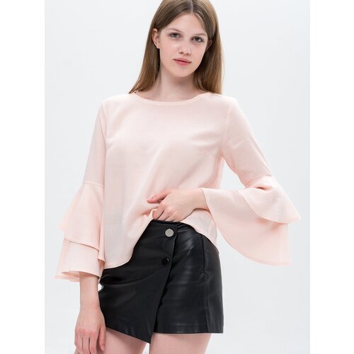 фото Рубашка женская 46 блузка с объемным рукавом для девочек девушек и женщин/стильная легкая блузка /блузка офисная с красивым рукавом/бренд yiatoti