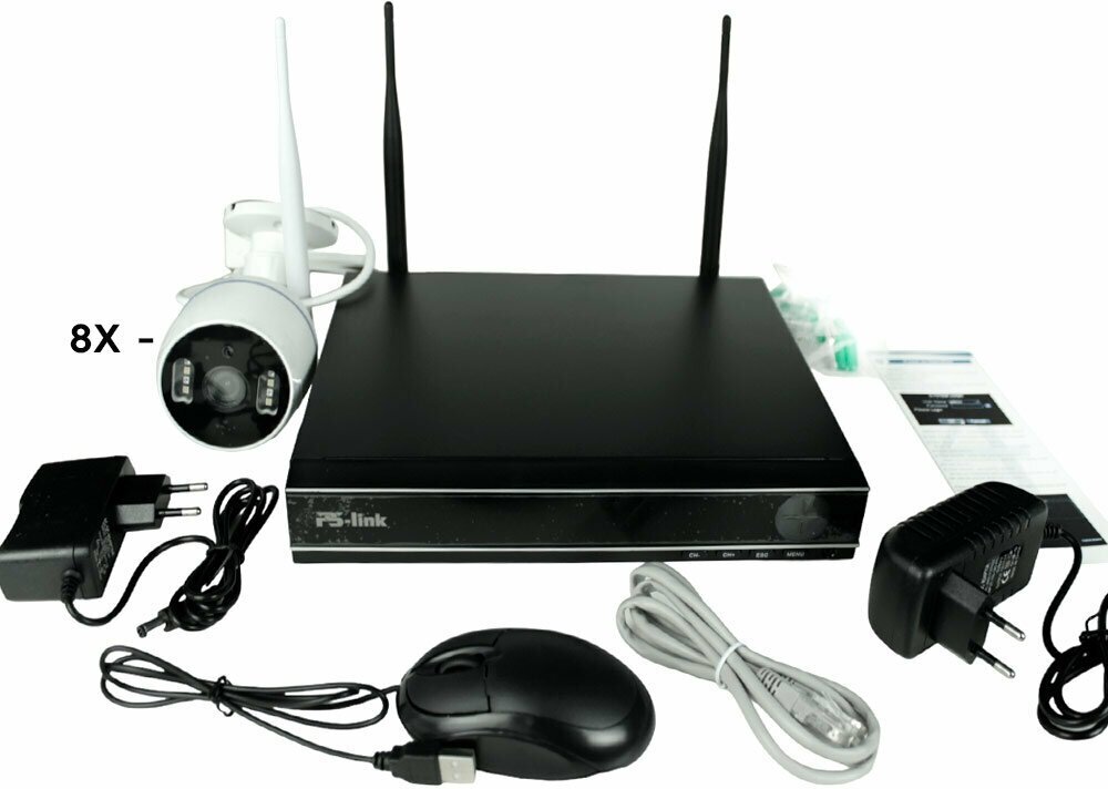 Комплект видеонаблюдения WIFI PS-link N308W30-W 8 камер для улицы 3 Мп