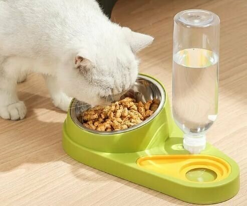 Миска для корма 2 в 1 для кошек и собак с автоматическим дозатором воды для домашних животных