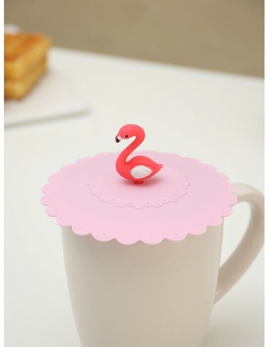 Доляна Силиконовая крышка-невыкипайка Доляна «Фламинго», d=11 см, цвет розовый - фотография № 7