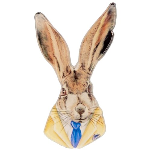 фото Значок бижутерный заяц (замок-булавка, желтый) 51863 otokodesign