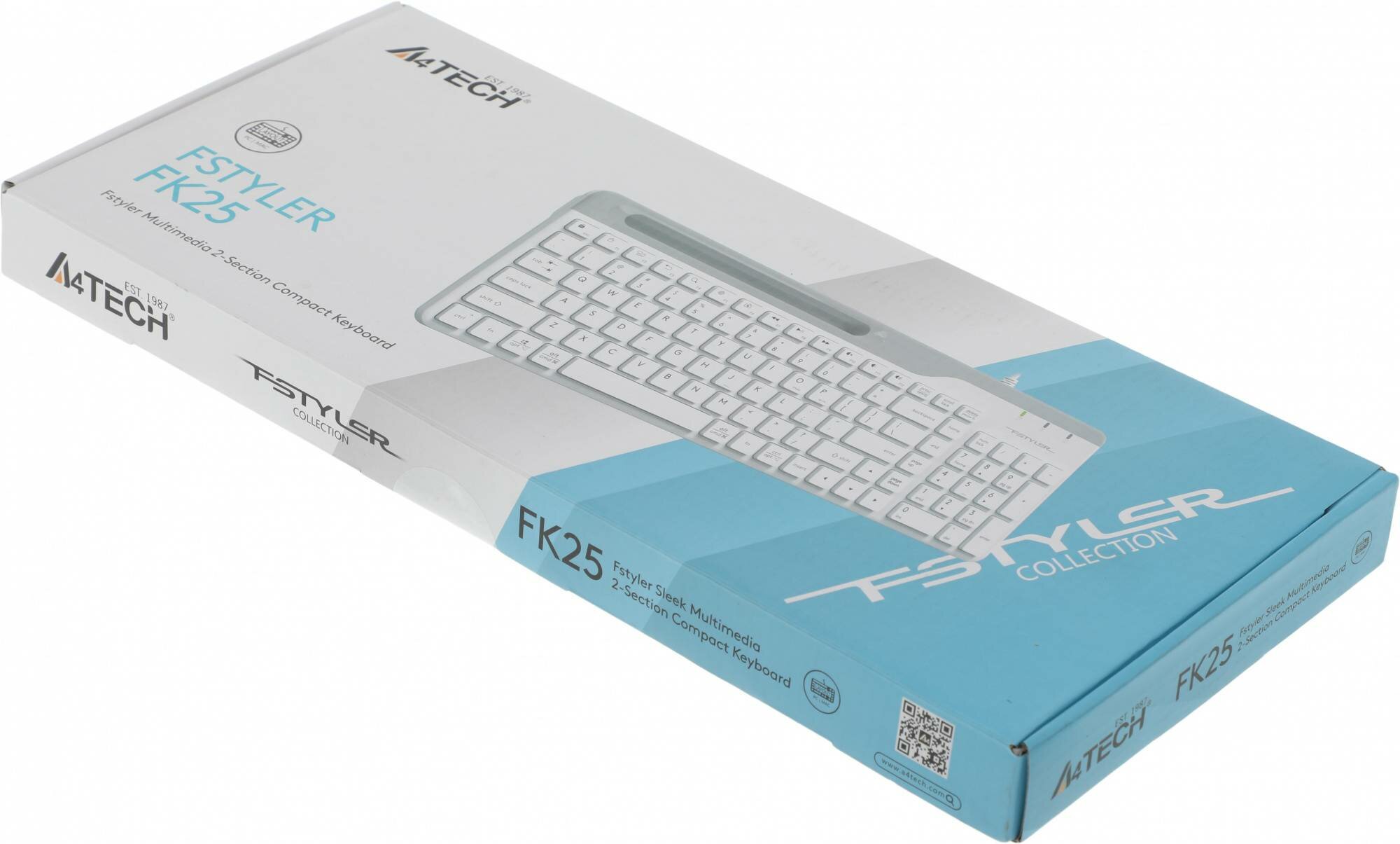Клавиатура A4TECH Fstyler FK25, USB, белый серый [fk25 white] - фото №18