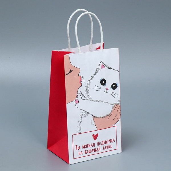 Пакет подарочный крафтовый, упаковка, "Мягкая моя", 12 x 21 x 9 см