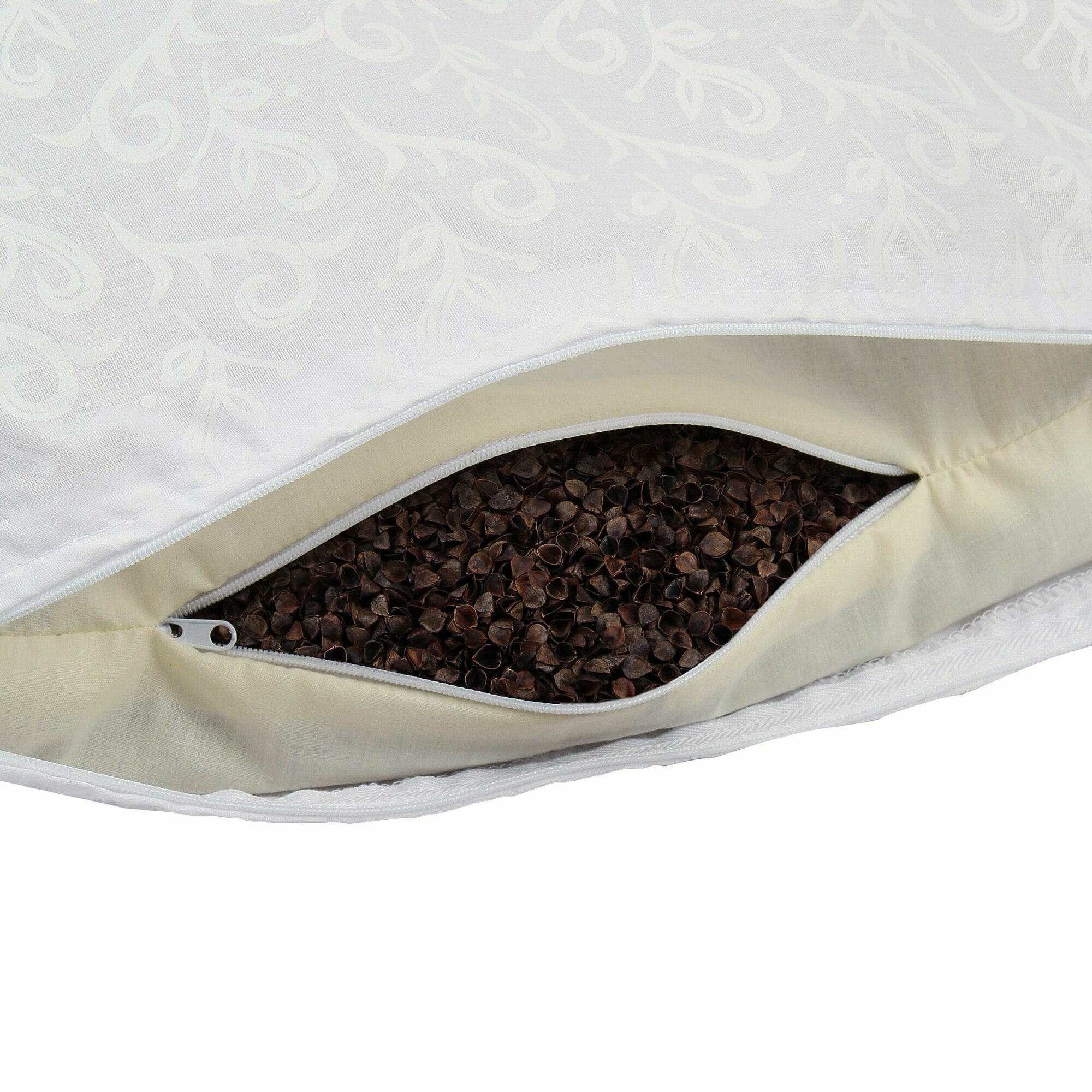 Подушка Sterling Home Textile "ЭКО", гречневая лузга, анатомическая, чехол хлопок, 30x40см — фото 1