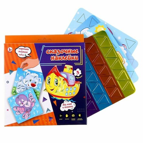 Картина мозаика набор Сказочные наклейки Мишка птичка пароход 279₽