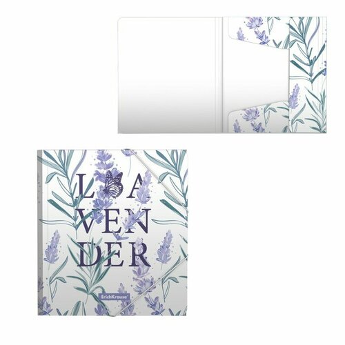 Папка на резинке для тетрадей А5+ пластик ErichKrause Lavender, пластик папка уголок a4 lavender пластик ассорти erichkrause