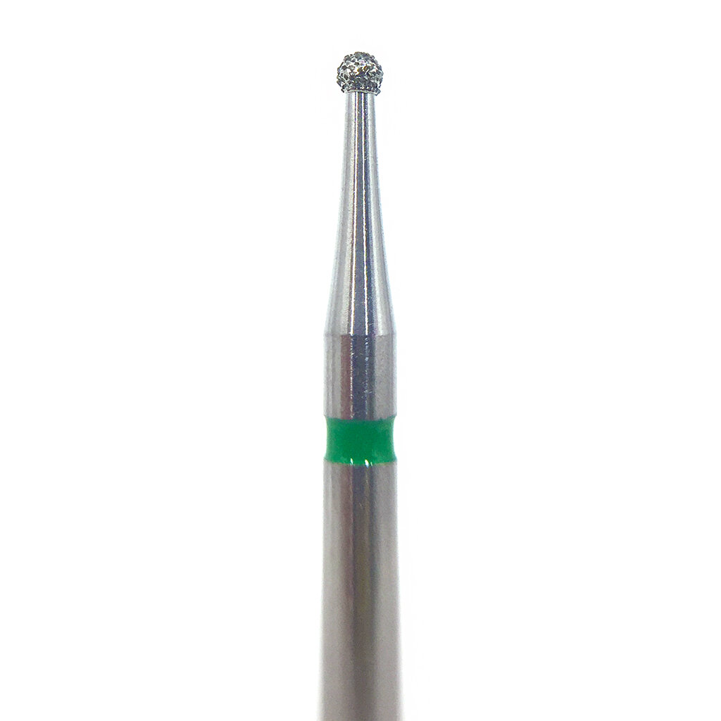 Бор алмазный 801, шаровидный, под турбинный наконечник, D 1.0 мм, зеленый