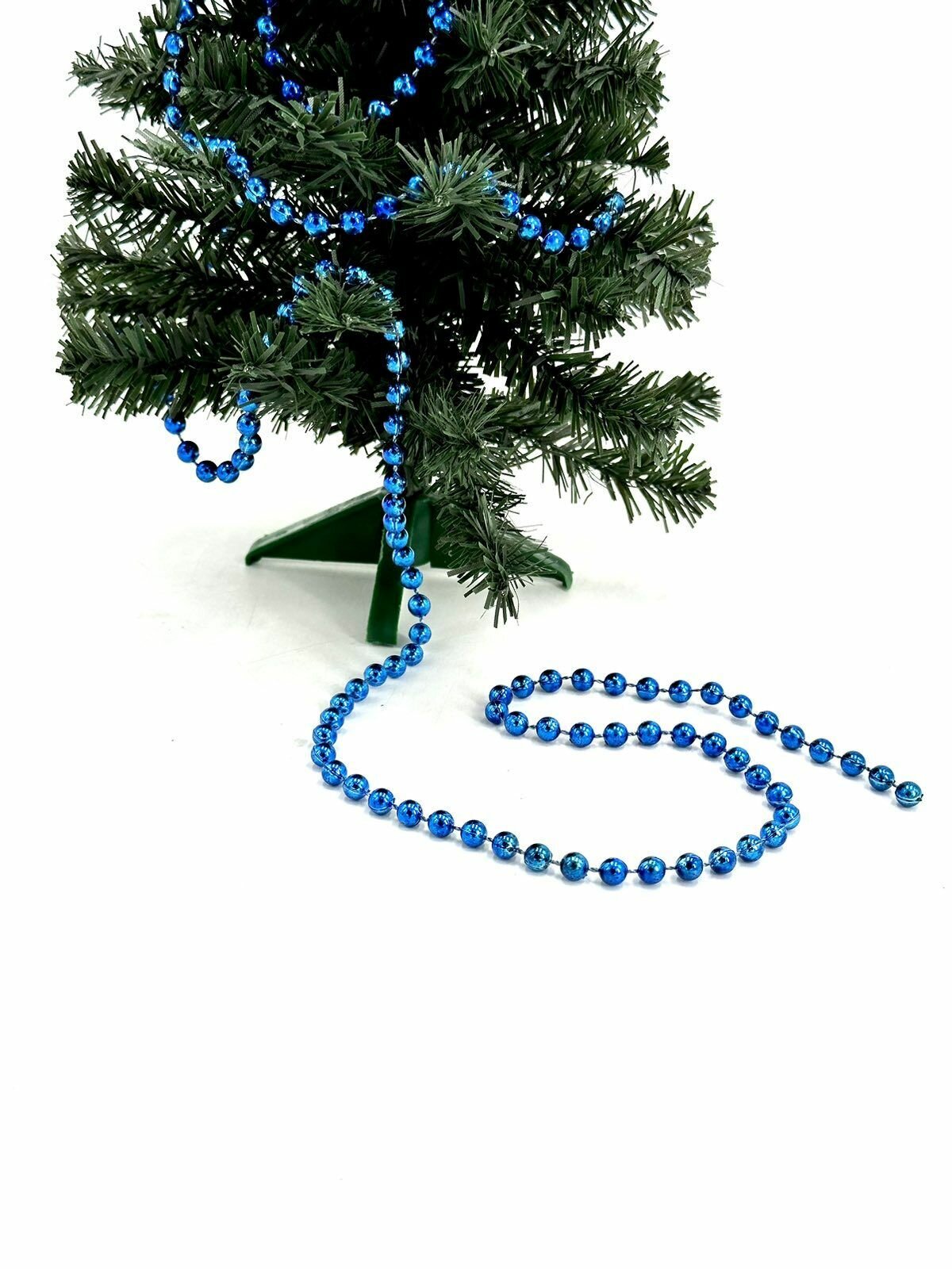 Бусы новогодние на елку 180 см синие 2 шт
