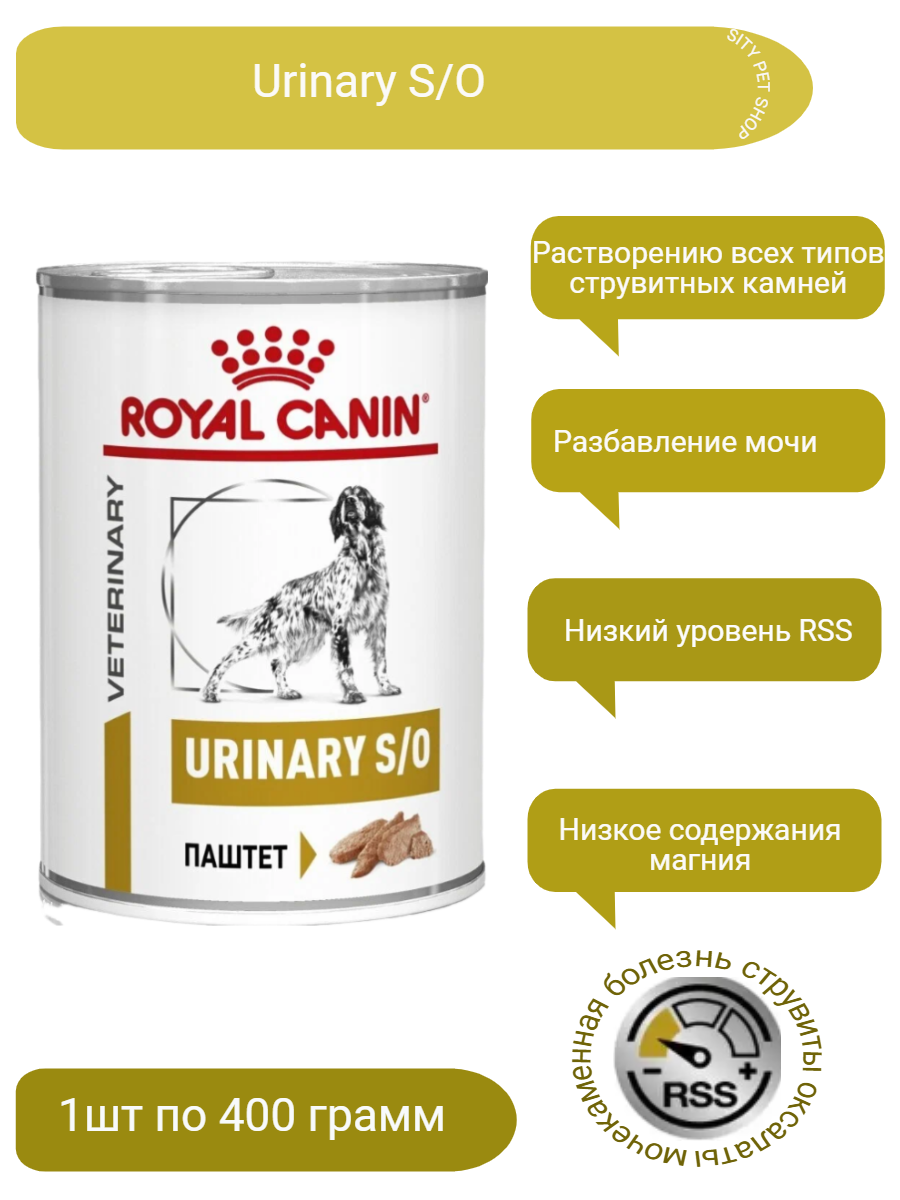 Влажный корм для собак Royal Canin Urinary S/O, при заболеваниях мочевыделительной системы 1 шт. х 410 г