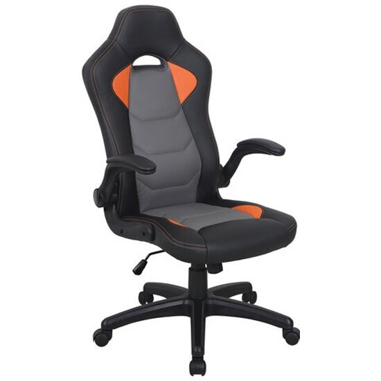 Кресло геймерское Brabix "Skill GM-005", откидные подлокотники, экокожа, черное/оранжевое, 532495