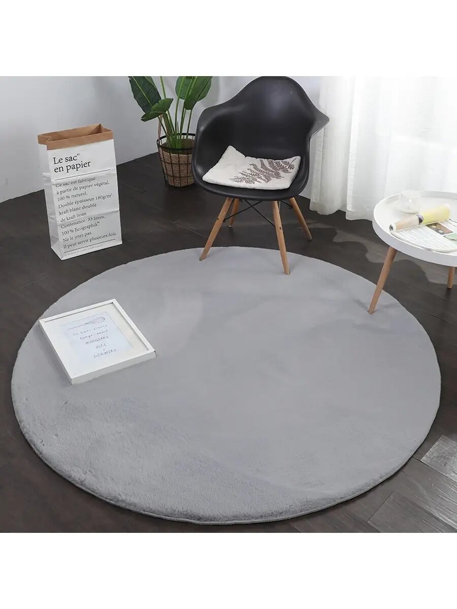 Ковер Natali's Carpets на пол в комнату, прикроватный, серый, круглый 180х180 см