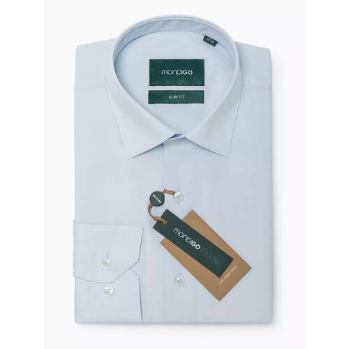фото Рубашка mondigo приталенная slim fit с длинным рукавом, размер xxl - 170-182, светло-голубой