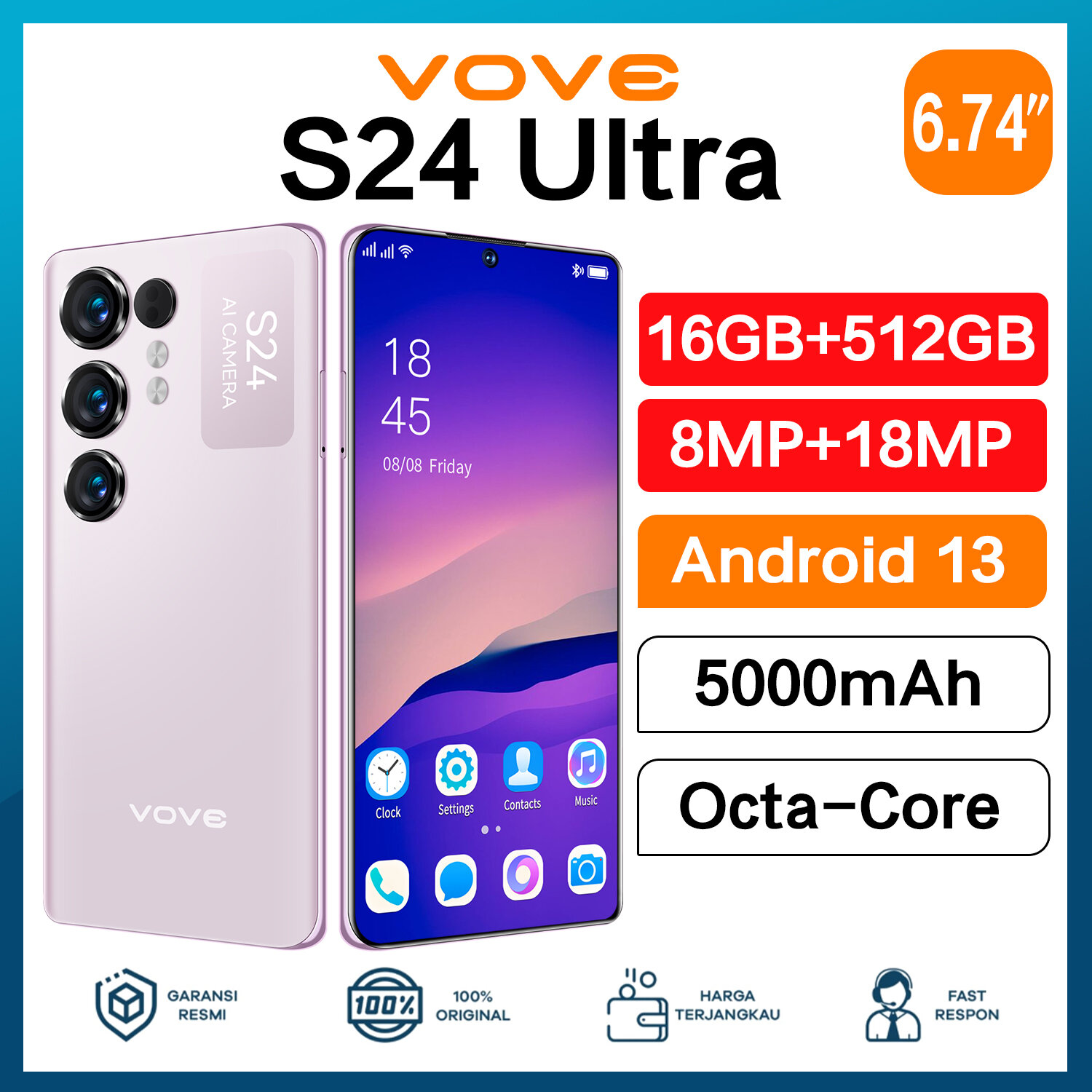 Смартфон S24 Ultra 16/512GB, MediaTek Helio G99 Purple 3G/4G/5G