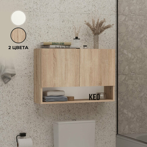 Шкаф навесной распашной Кео ШКН-290 сонома с полками для вещей для туалета ванной кухни прихожей на балкон 4419₽