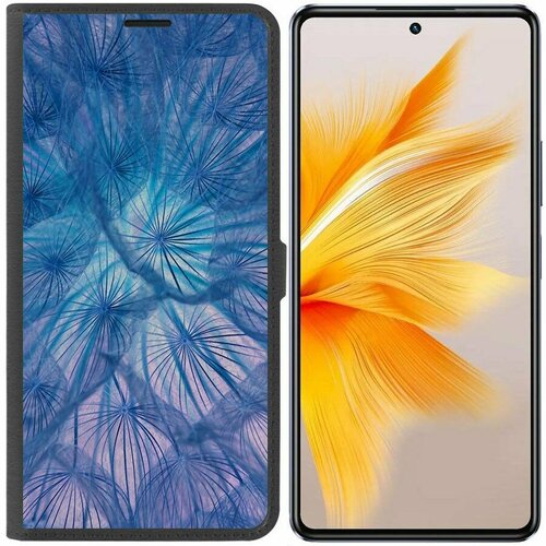Чехол-книжка Krutoff Eco Book для INFINIX Note 30 Pro Синий одуванчик (черный) синий, черный