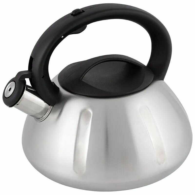 ЧАЙНИК НЕРЖАВ. 3 Л СО СВИСТКОМ, ПОВЕРХН. МАТОВАЯ (1/6) "MALLONY" MAL-066 - фото №1