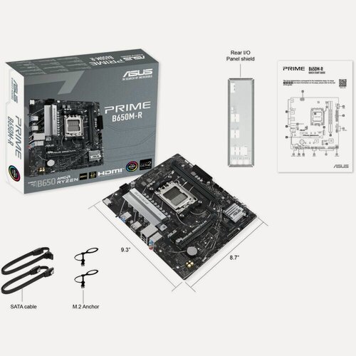 Изображение товара Материнская плата ASUS PRIME B650M-R AM5 Retail 2xDDR5, 4xSATA3, RAID, 2xM.2, HDMI, 2.5Glan, mATX