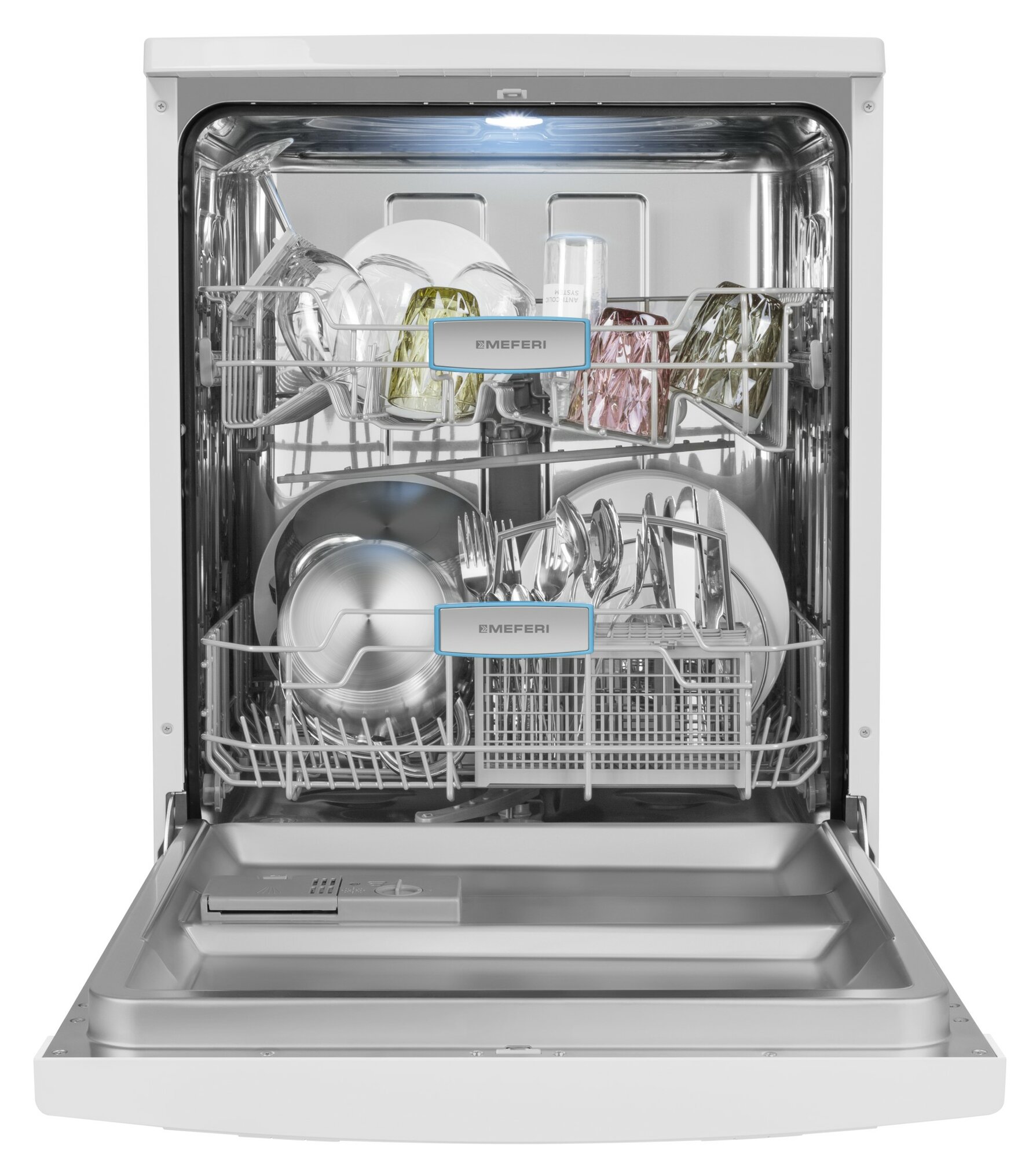 Посудомоечная машина узкая отдельностоящая MEFERI MDW6062WH FS LIGHT 60см напольная 12 комплектов защита от протечек