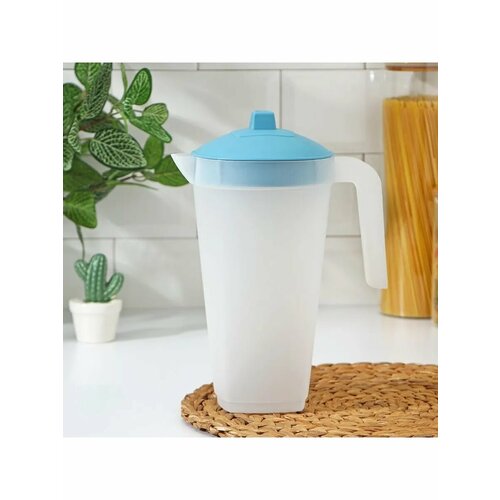 Кувшин с крышкой, 2 л, 20×12×26 см, цвет голубой